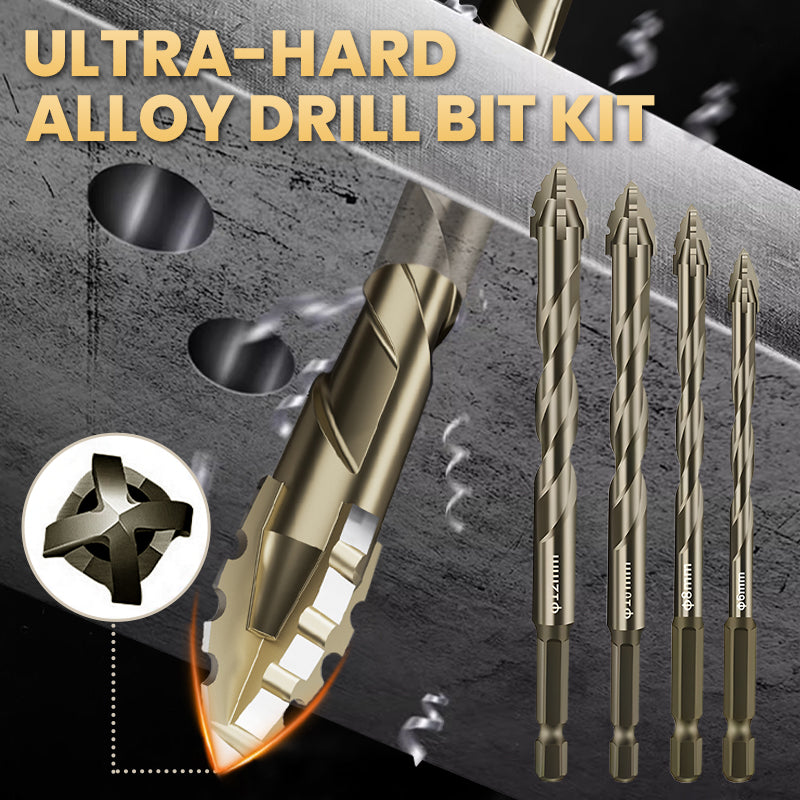 🔥High-Strength 4-Flute Serrated Eccentric Drill Bit Kit - Durable & Versatile for All DIY Projects