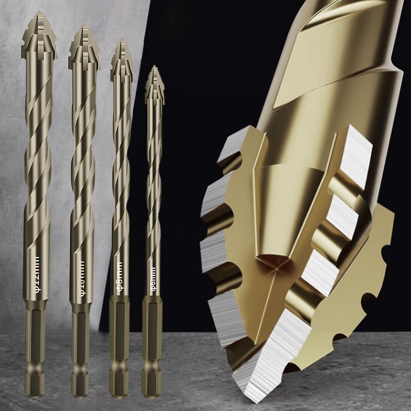 🔥High-Strength 4-Flute Serrated Eccentric Drill Bit Kit - Durable & Versatile for All DIY Projects