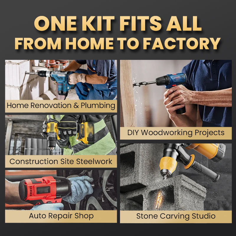 🔥High-Strength 4-Flute Serrated Eccentric Drill Bit Kit - Durable & Versatile for All DIY Projects