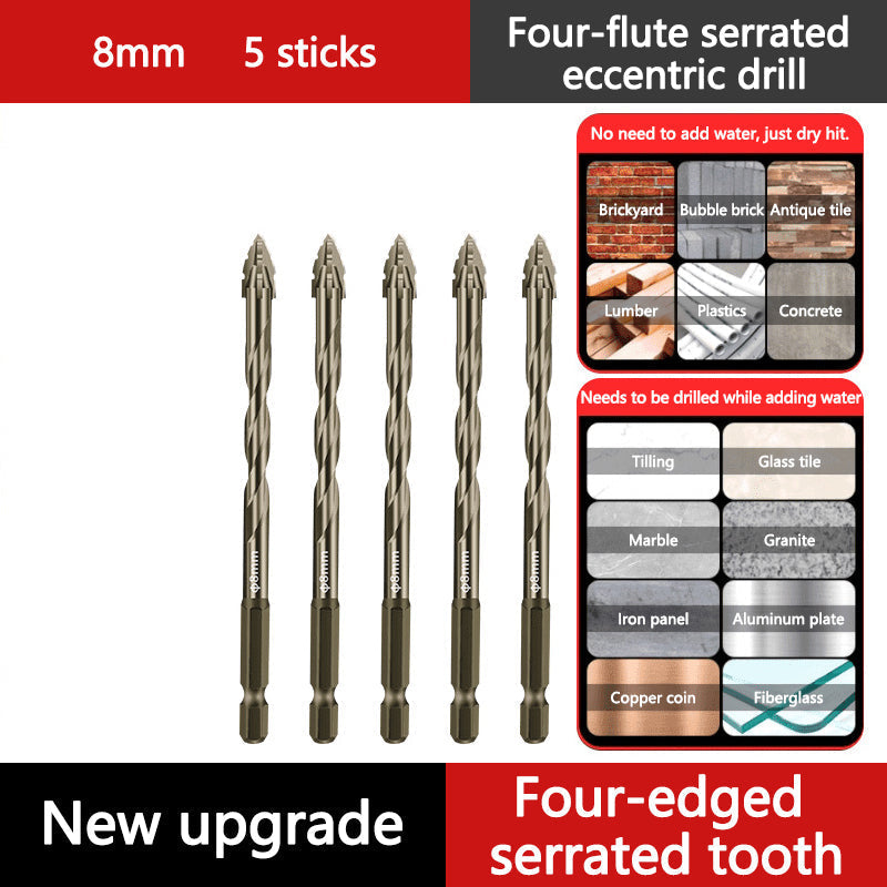 🔥High-Strength 4-Flute Serrated Eccentric Drill Bit Kit - Durable & Versatile for All DIY Projects