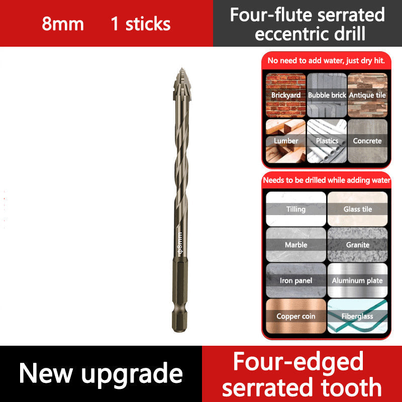 🔥High-Strength 4-Flute Serrated Eccentric Drill Bit Kit - Durable & Versatile for All DIY Projects