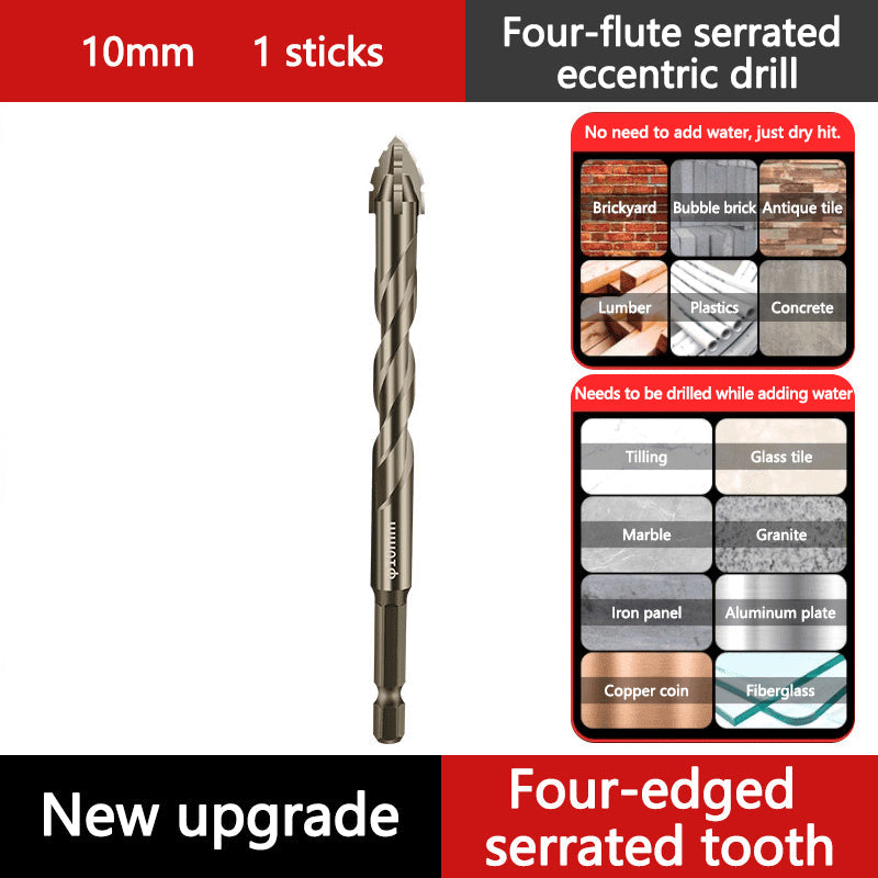 🔥High-Strength 4-Flute Serrated Eccentric Drill Bit Kit - Durable & Versatile for All DIY Projects