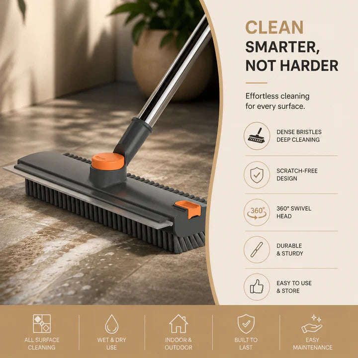 PowerScrub Brush - 3-in-1 Long Handle Floor & Bathroom Cleaning Brush