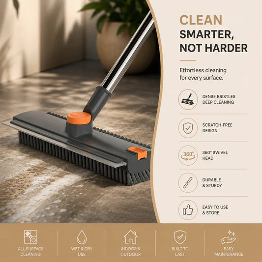 PowerScrub Brush - 3-in-1 Long Handle Floor & Bathroom Cleaning Brush
