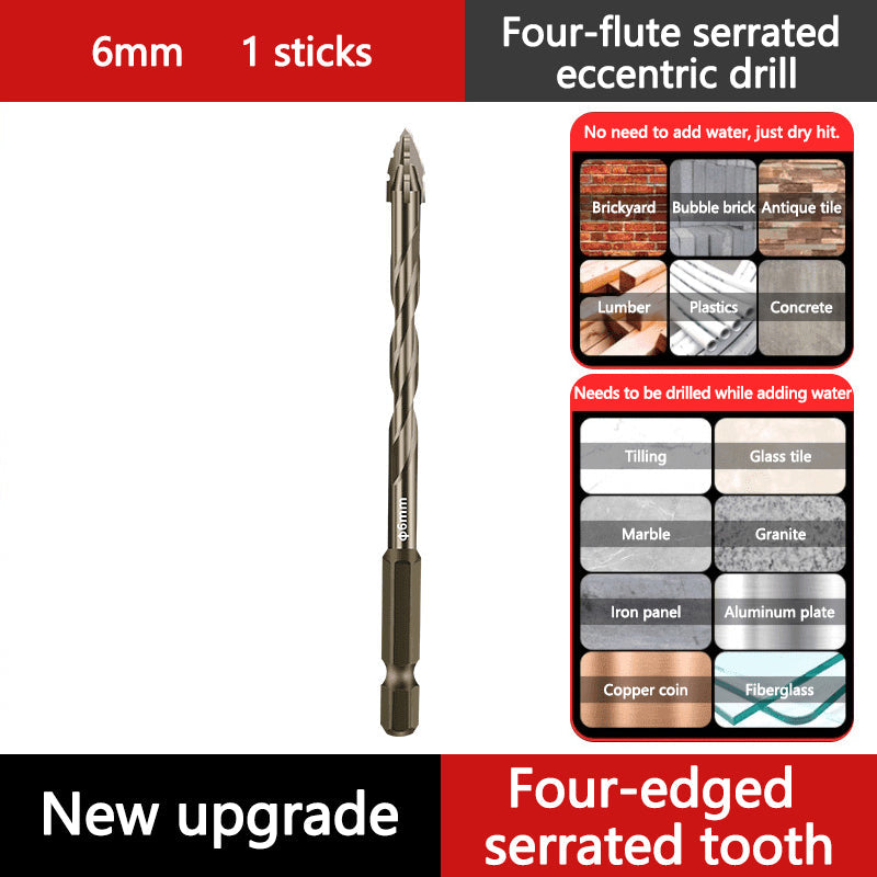 🔥High-Strength 4-Flute Serrated Eccentric Drill Bit Kit - Durable & Versatile for All DIY Projects